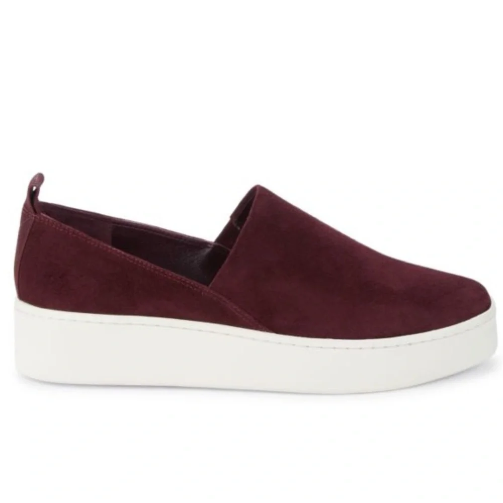 Vince Saxon 2 Slip On Platform Plum Suede Sneakers Sz 8